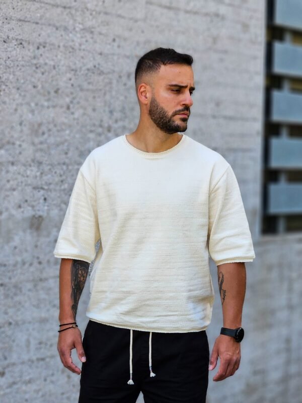 Knitted T shirt Ecru